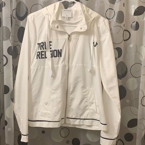 True Religion Logo Panel Snap Hoodie